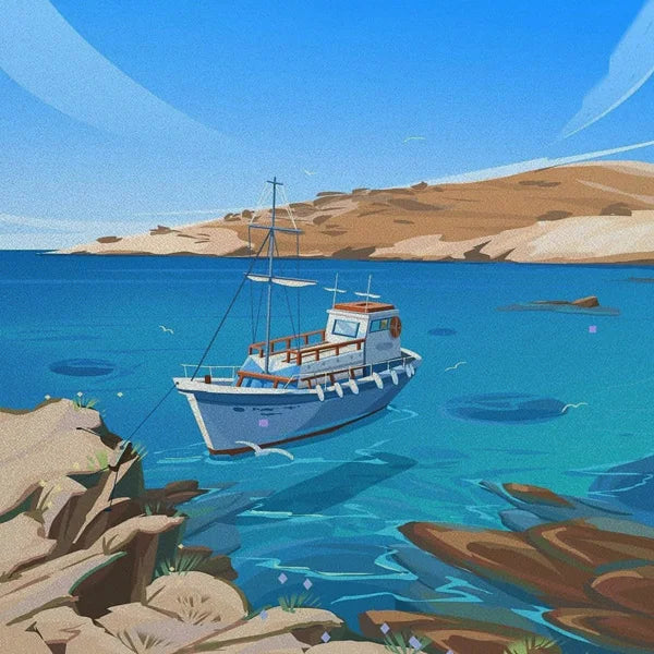 Frosted Stained Glass Window Film, Customized Ocean Boat Color, Static Cling Sticker,Home Decor Foil, Treatment