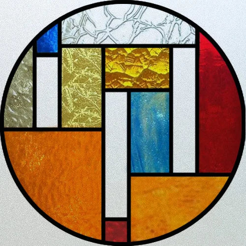 Customized Stained Glass Window Glass Films,Privacy Frosted Static Cling, Classic Pattern for Round Door, Home Decor