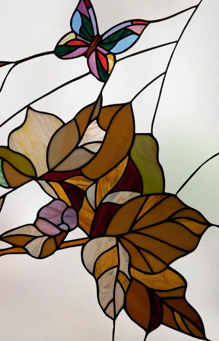 Frosted Stained Glass Window Film, Print Flowers, Static Cling,Privacy Door Sticker,Kitchen, Office, Home Decor, Customized