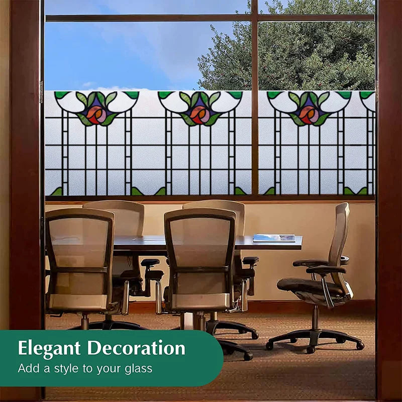 Stained Glass Window Film Frosted Glass Sticker,Custom made to fit any Window Size or Shape,Kitchen Bathroom Door Home Decor