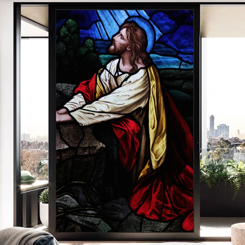 Custom Size Window Film, Stained Glass Films, Jesus Christ, Virgin Mary, Door Stickers, Church Style