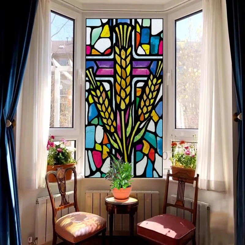 Window Film Frosted Stained Glass Films Customized, Frosted Stained Window Sticker Chuch Style Jesus/Christ Painting