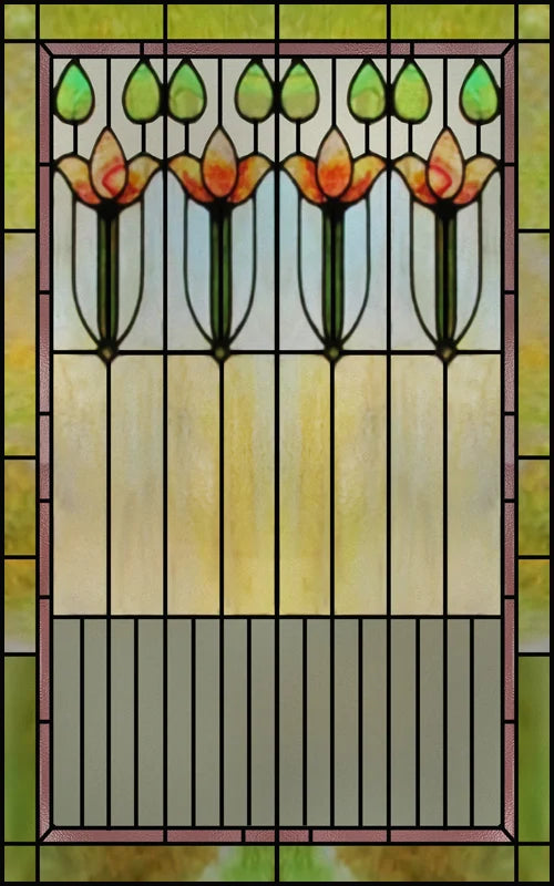 Frosted Stained Glass Window Film, Customized Privacy, Static Cling,Arts and Crafts, Prairie, Art ,Office, Home Decor