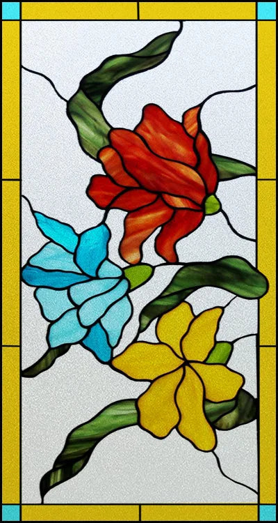 Window Film Stained Glass Stickers,Custom size Static Cling Rose,Flower Privacy Films Door Sticker Kitchen Office Home Decor