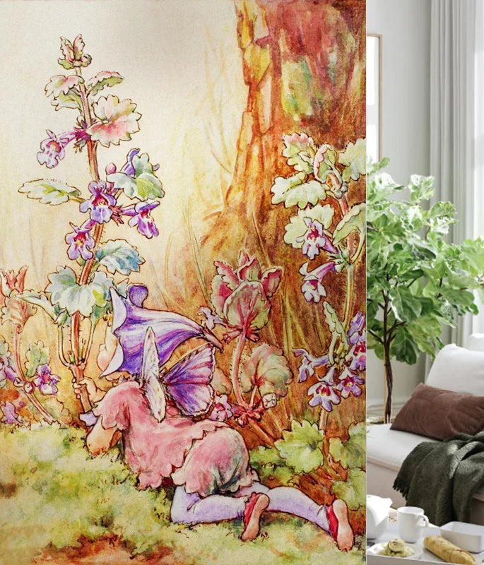 Custom Size Stained Glass Window Film, Flower Fairy Stickers, Static Cling for Kitchen, Bathroom, Bedroom, Door, Home Decor