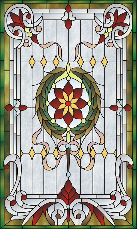 Window Film Victorian Stained Glass Films Customized  Church-style Static Cling Sticker Kitchen Bathroom Substitute for Home