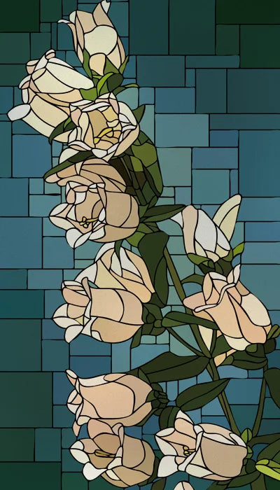 Frosted Stained Glass Window Film, Customized Art Deco Design, Flowers Static Cling Sticker,Home Decor Foil, Treatment