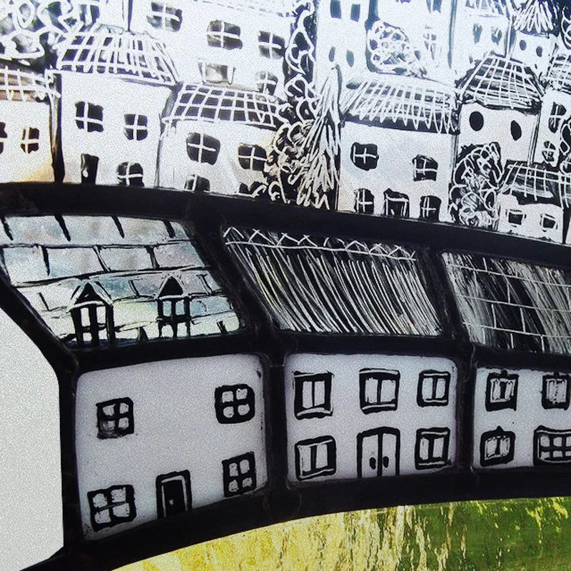 Custom size Glass Films Stained Glass Stickers Static Cling Frosted Privacy PVC Print Natural Village For Window Door Home Decor