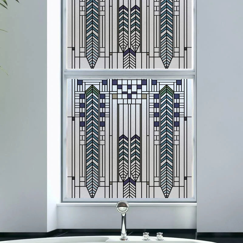 Custom Size Window Film, Stained Glass, Decorative Window Sticker, Privacy Frosted Static Cling, Decal for Glass Door, Office