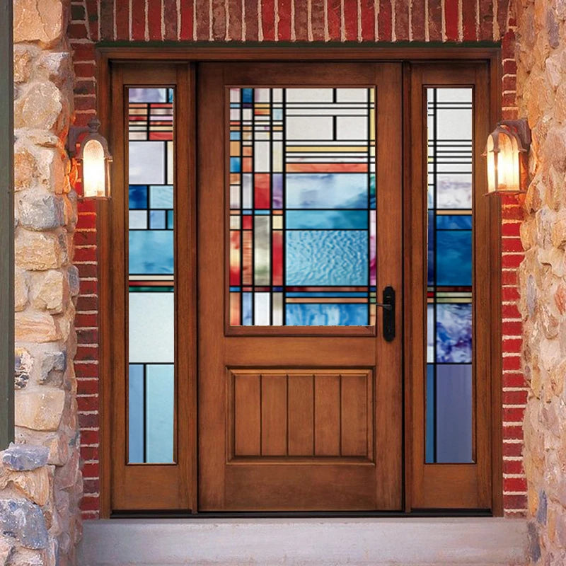 Stained Glass Window Film Frosted Sticker Multicolour,Custom made to fit any Size or Shape,Kitchen Bathroom Door Home Decor