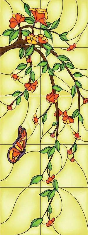 Custom size Stained Glass Films,Flower, Fruit,Tree,Leaf,Bird,Fish Painting Stickers For Bathroom Bedroom Door Office Home Decor