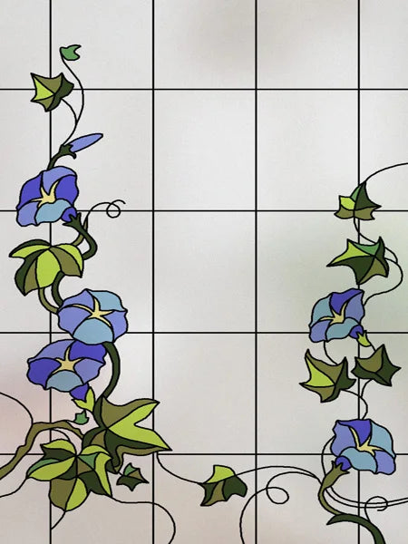 Window Film Stained Glass Films Frosted Static Cling Light-transparent Opaque Privacy Glass Sticker Home Decor Rose Flowers