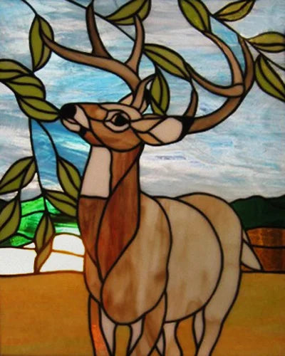 Custom size Stained Glass Window Film Retro Painted Horse Deer, Frosted Static Cling Art Colored Glass Films,Glass Sticker