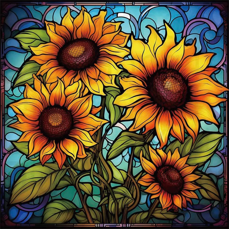 Custom size Window Film Stained Glass Films Frosted Privacy Static Cling Sunflower Sticker Bathroom Skylight Decor