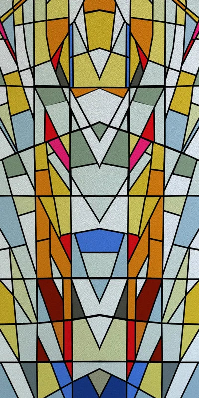 Frosted Stained Glass Window Film, Reusable Window Covering, Sun Catcher, Mosaic Rainbow Color, Privacy, Home-Decor
