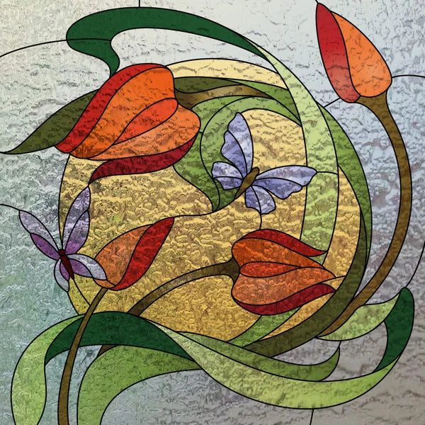 Custom size 3D Matte Window Film Stained Glass Decorative Uv Window Sticker Privacy Frosted Static Cling for Glass Garden Flower