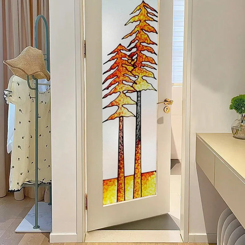 Custom Size Window Film, Stained Glass Films, Frosted Privacy, Retro Church Style, Colorful Door Sticker, Shower, Bathroom