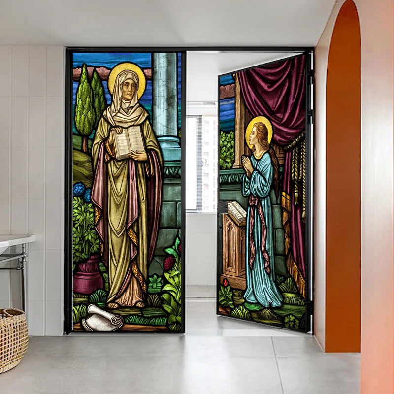 Custom size Window Stained Glass film Door sticker Christian Pictures Wall Stickers Glass decor church Jesus Poster