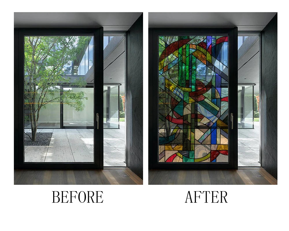 Window Films Stained Glass Films Static Cling Frosted Opaque Church Home Decor Door Sticker Window Treatment Privacy Custom Size