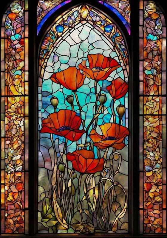 Window Film Frosted Stained Glass Films,Customized Art Design Static Cling Sticker,Rose Flower Home Decor Foil Window Treatment