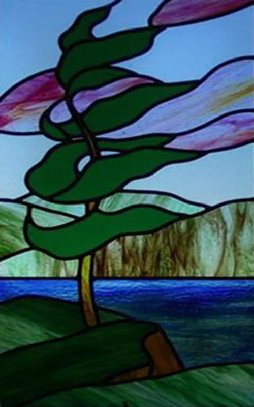 Custom Size Stained Glass Stickers,Static Cling,Frosted Privacy Print, Tree,Rivers for Window, Door, Home Decor