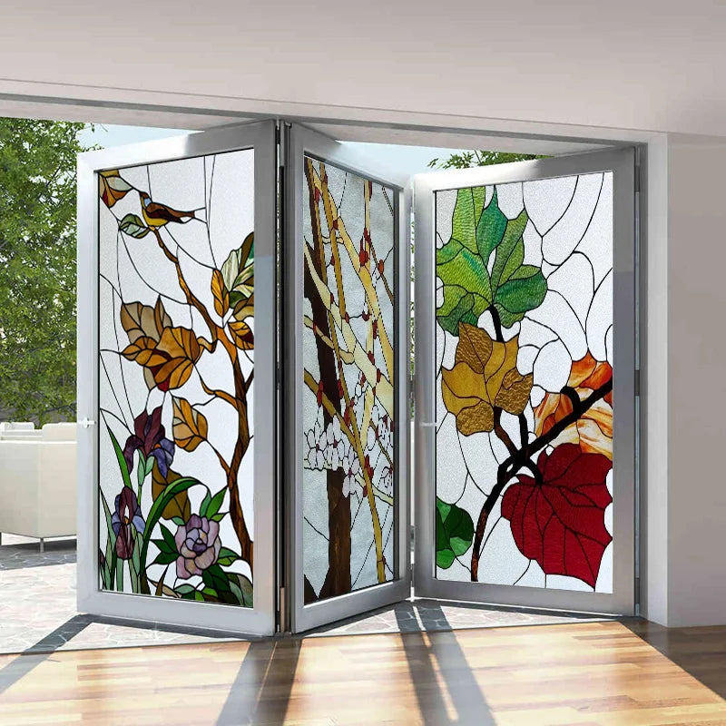 Frosted Stained Glass Film, Custom Size, Privacy, Static Cling,Door Sticker, Bathroom  Kitchen  Home Decor,Rose,Flower, Fruit