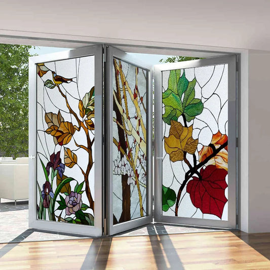 Frosted Stained Glass Film, Custom Size, Privacy, Static Cling,Door Sticker, Bathroom  Kitchen  Home Decor,Rose,Flower, Fruit