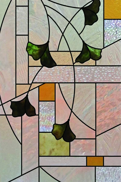 Frosted Stained Glass Window Film, Custom Size Privacy Static Cling, Prairie Style for Kitchen, Bathroom, Office, Skylight