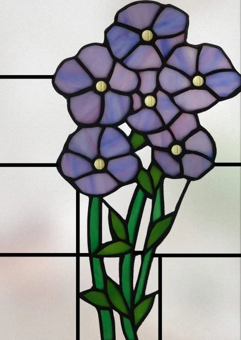 Custom Frosted Stained Glass Film with Floral Rose 3D Design, Static Cling Window Sticker, Removable Privacy Decoration for Home