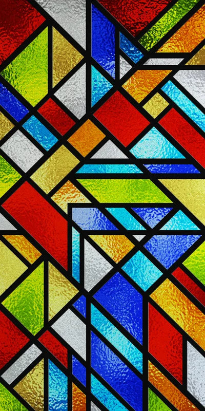 Frosted Stained Glass Window Film, Reusable Window Covering, Sun Catcher, Mosaic Rainbow Color, Privacy, Home-Decor