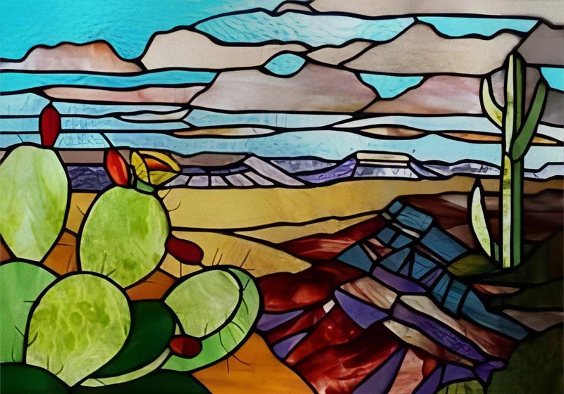 Landscape painting Stained Glass Films Transom/Windows Film Glass Sticker Static Cling Retro Vintage Style Custom Size