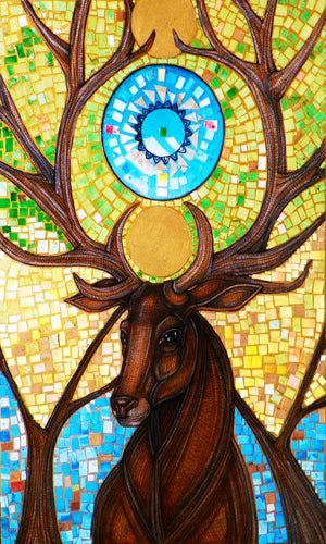 Customized Size No Glue Static Cling Frosted Stained Glass Window Films for Bathroom Door Home Decor Print Mosaic Night Moon