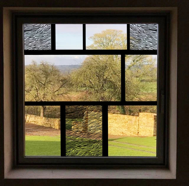 Stained Glass Window Film Transparent Glass Sticker Static Cling Custom made Black Line Office Door Anticollision Home Decor