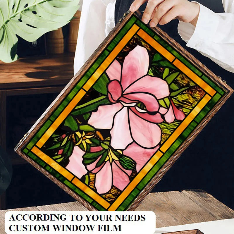 Frosted Stained Glass Window Film, Customized Tiffany Trees, Static Cling Sticker,Bathroom Door, Kitchen, Office, Home Decor