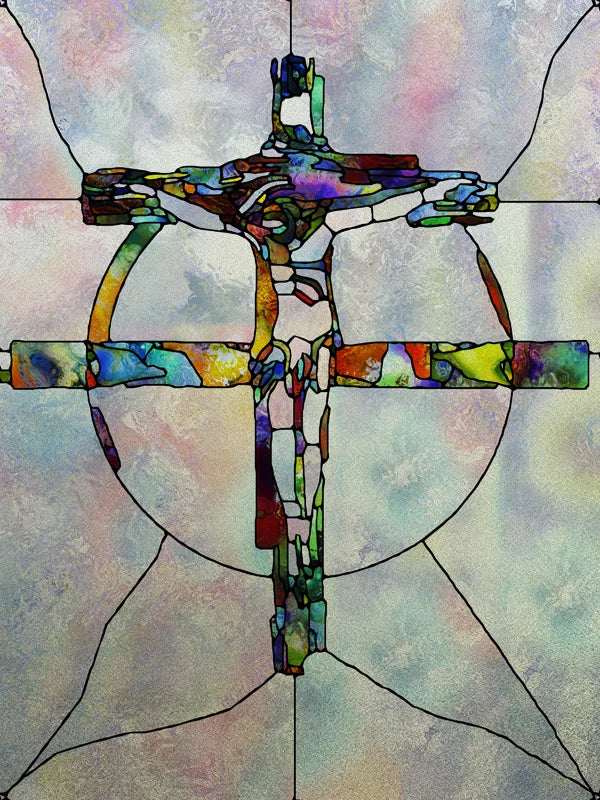Custom Frosted Stained Glass Window Film,PVC Static Cling Films,Cross Church Decor Foil Stickers