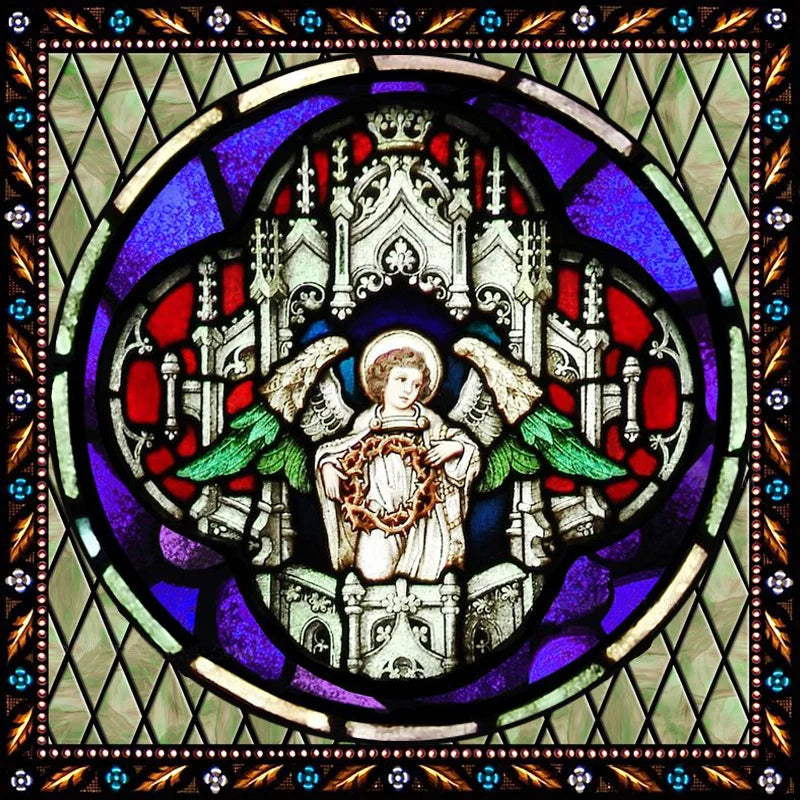 Custom Made Window Film Stained Glass Sticker,Angels Picture,Static Cling Frosted Privacy for House Worship Home Decor