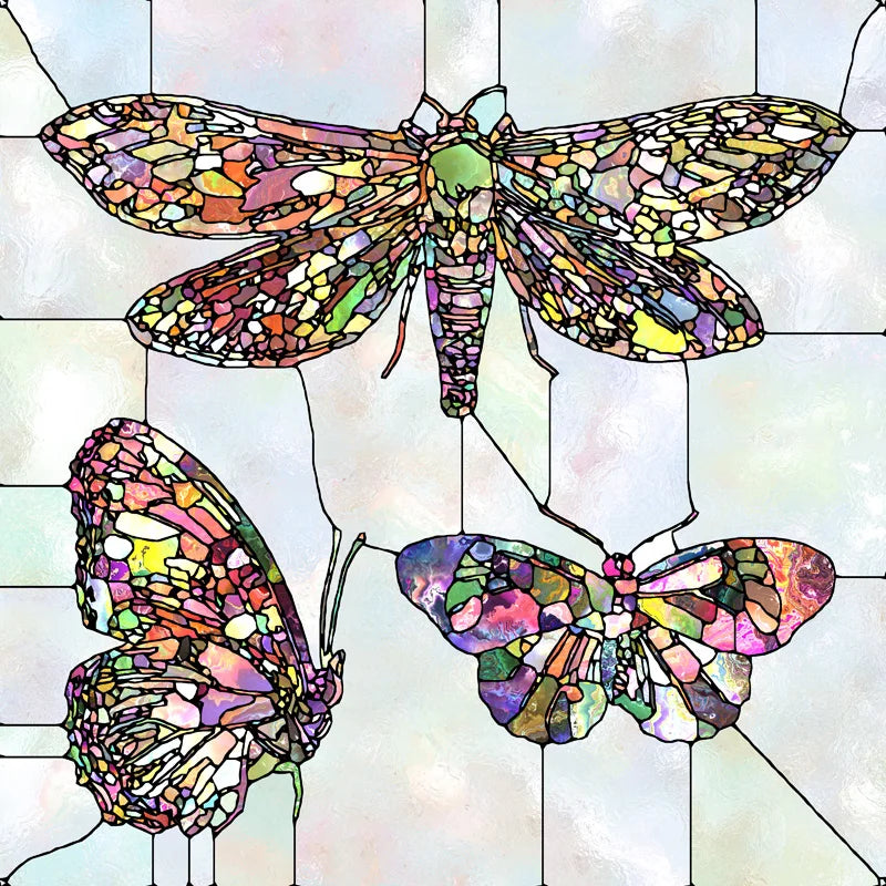 Window Film Frosted Stained Glass Films Static Cling Privacy Films Door Sticker Butterfly Kitchen Office Home Decor Customized