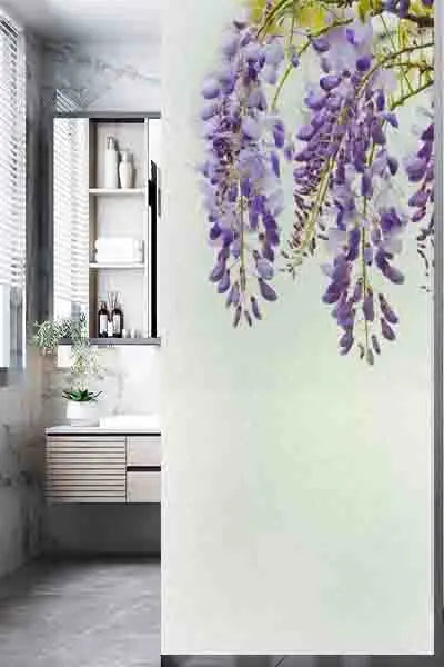 Custom Size Window Glass Films Privacy Film Static Cling Door Sticker Wisteria Pictures Shower Office Bedroom Kitchen Home Decor