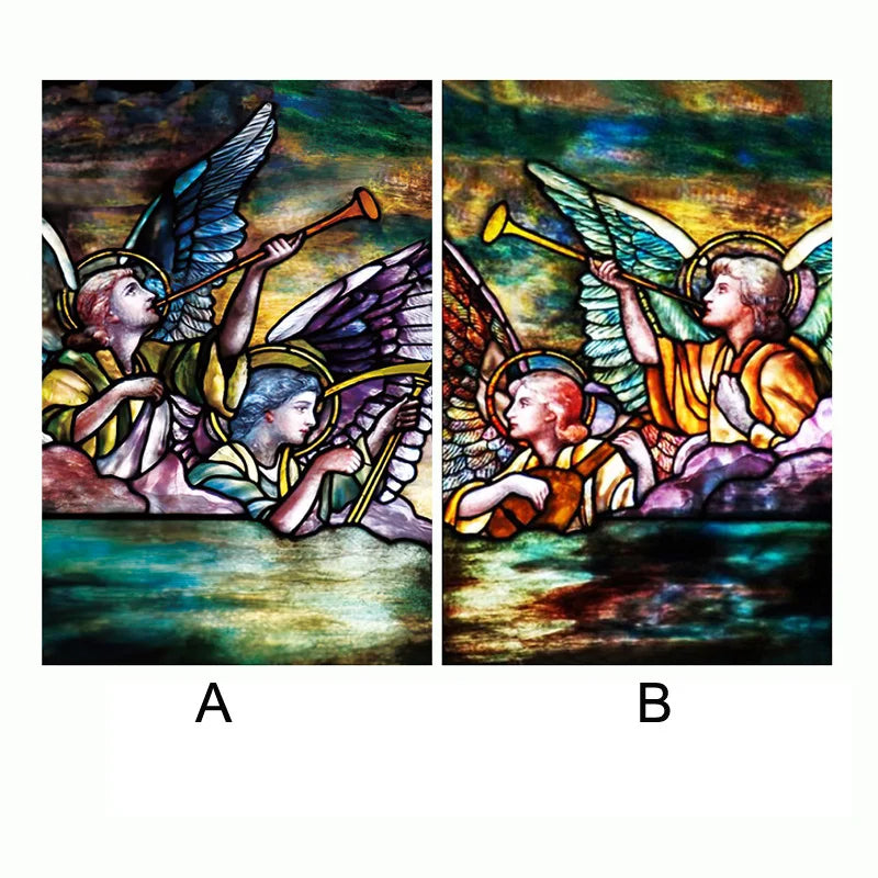 Stained Glass Films,Frosted Sticker,Self Adhesive/Static Cling  Privacy Retro Church Home Decor Angel