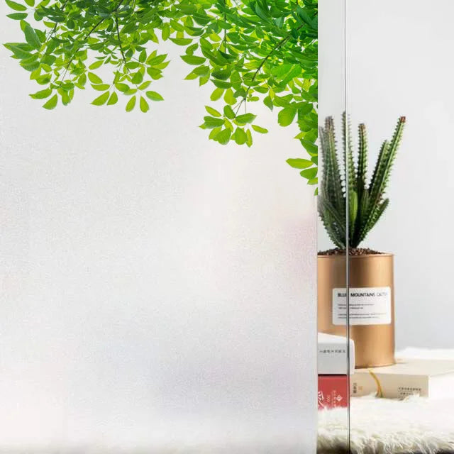 Stained Glass Vinyl Window Stickers Luxury Frosted Surface Bedroom Bathroom Decor Window Film Privacy Green Leaves Custom Size