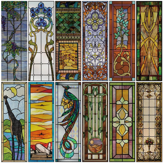 Custom Size Window Film, Stained Glass Films, Frosted Privacy, Retro Church Style, Colorful Door Sticker, Shower, Bathroom