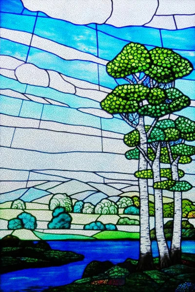 Frosted Stained Glass Window Film, Customized Tiffany Trees, Static Cling Sticker,Bathroom Door, Kitchen, Office, Home Decor