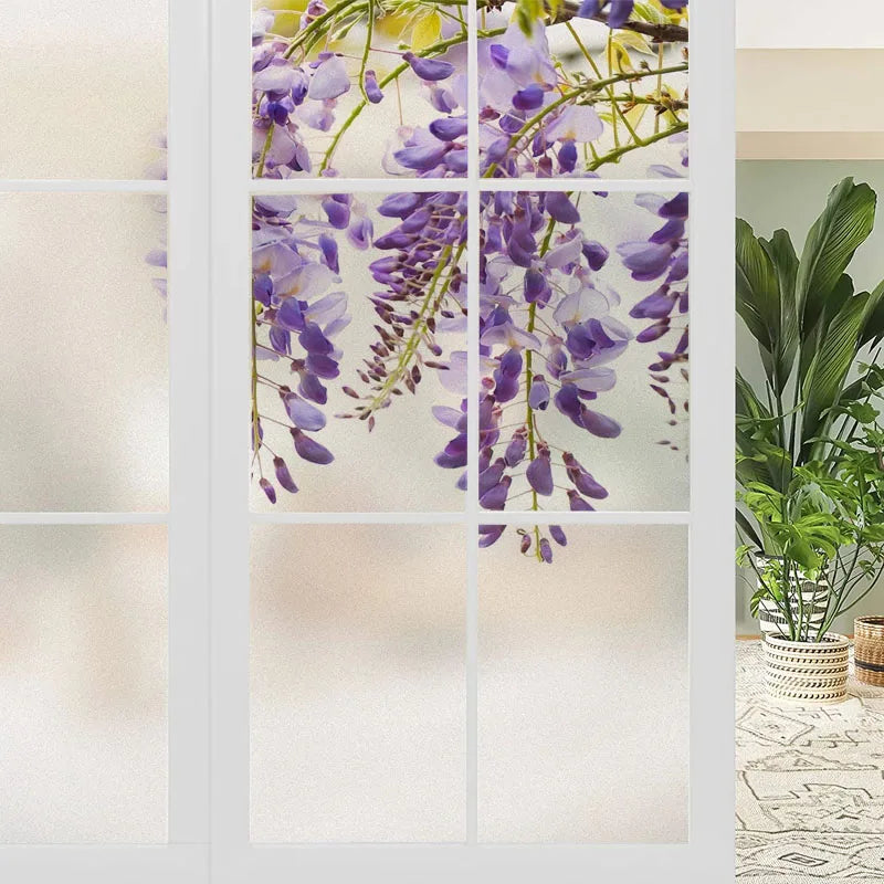 Custom Size Window Glass Films Privacy Film Static Cling Door Sticker Wisteria Pictures Shower Office Bedroom Kitchen Home Decor