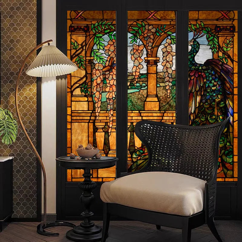 Window Film Frosted Stained Glass Films,Static Cling,Privacy Films,Bird Cock,Door Sticker Kitchen Bathroom Home Decor Customized