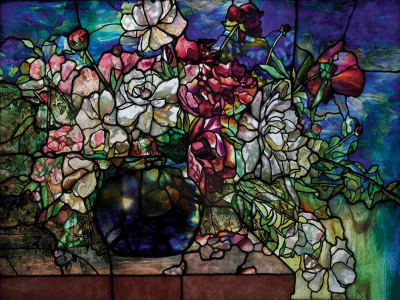 Stained Glass Window Film, Custom Size, Static Cling, Frosted,Flower, Bird, Tree Print for Transom, Glass, Home Decor