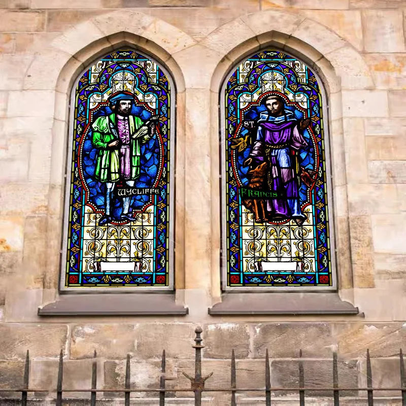 Religious Stained Glass Films,Frosted Window Sticker,Christ Gothic Styles Painting, Church Prayer Room, House of Worship Home
