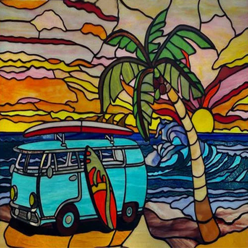 Custom Size Stained Glass Films,Privacy Static Cling,Print Castle, Sailboat, House Door Sticker,Office, Home Decor