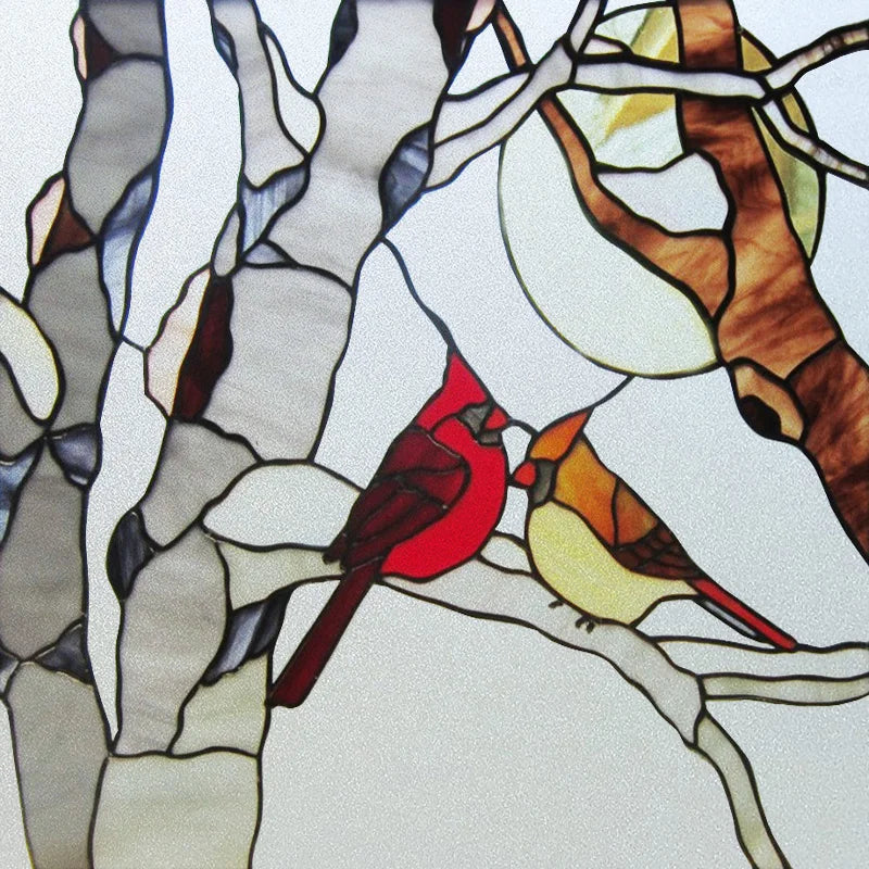 Window Film Frosted Stained Glass Films,Customized Static Cling Stickers,Shower Bathroom Kithchen Skylight Decor Scenic Tree