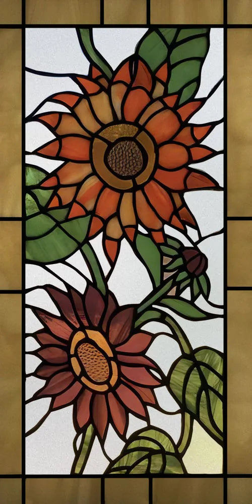 Window Film Stained Glass Films Frosted Static Cling Light-transparent Privacy Glass Sticker Home Decor  Sunflower