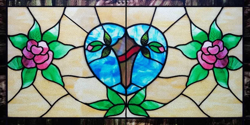 Custom Size Window Film, Stained Glass, Decorative Retro Window Sticker, Privacy Frosted Static Cling, Home Decal